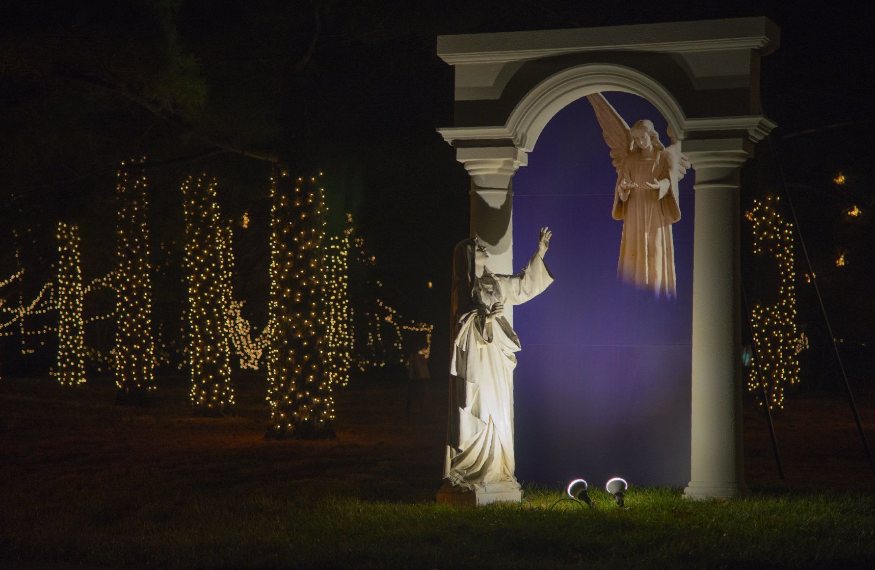 Way of Lights holiday light display at the National Shrine of Our Lady of the Snows